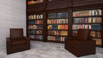 テレビ会議背景用 ZOOM会議背景用 CG 部屋 ラウンジ 本棚 書斎 video conferencing