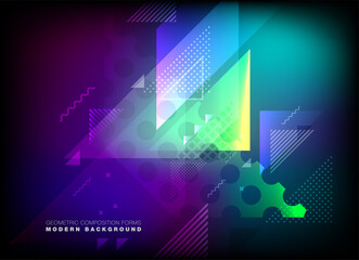 Flat vector. Minimal geometric background. Dynamic shapes composition. Eps10 vector.