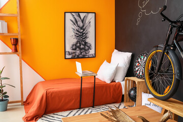 Interior of modern bedroom with bicycle - Powered by Adobe