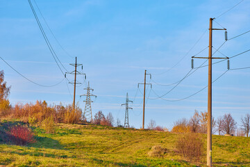 High-voltage power line in the mountainous area