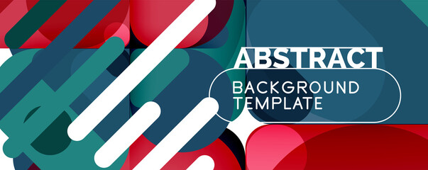 Fototapeta premium Flat geometric round shapes and dynamic lines, abstract background. Vector illustration for placards, brochures, posters and banners