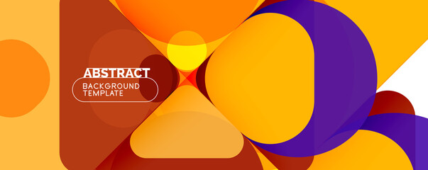 Flat geometric round shapes and dynamic lines, abstract background. Vector illustration for placards, brochures, posters and banners