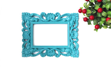 Vintage photo frame on white background.