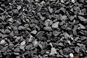 Black small gravel background, stone pattern, black gravel road texture