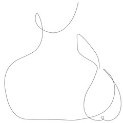 Pear fruit silhouette line drawing, vector illustration