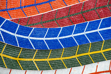 colorful mosaic wall of sea shells, Casa de los Vientos, Acapulco Mexico