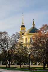View of the Church of the Ascension in the Gatehouses at the Nikitsky Gate, where the great Russian poet A. S. Pushkin and N. N. Goncharova were married. Moscow, Russia.