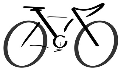 Bicycle stylized modern outline drawing eps10 vector illustration isolated on white background.