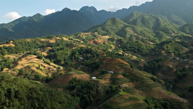 Time Lapse of the clouds moving above the amazing terraced rice paddies in the mountains of northern Vietnam.