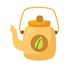 tea kettle with leaf vector design