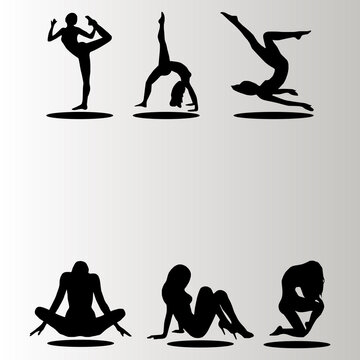 silhouettes of yoga poses exercise vector design