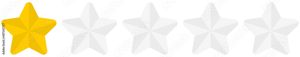 Poster flat golden rounded 1 star rating symbol isolated on a white background. vector illustration.