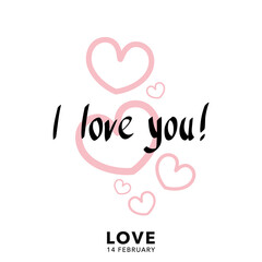 I love you hand writing with heart isolated on white background in valentines day