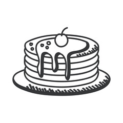 Breakfast pancakes hand draw and line style icon vector design