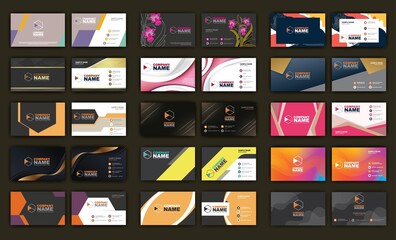 Vector - Set of Creative and Clean Corporate Business Card Print Templates. Flat Style Vector Illustration. Stationery Design - 407368752