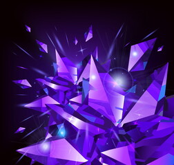 Bright purple crystal abstract background. Vector design.