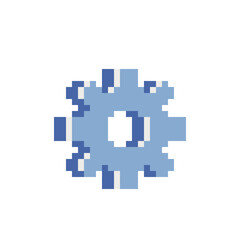 Gear pixel art icon. Flat style. Web site design. 8-bit. Game assets. Isolated abstract vector illustration. 