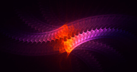 3D rendering abstract multicolor fractal light background