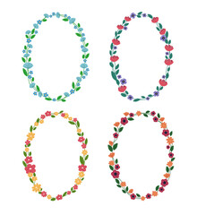 Set of oval floral frames.