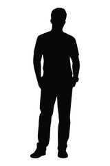 Handsome man silhouette vector on white background