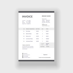 black and white minimal business invoice template