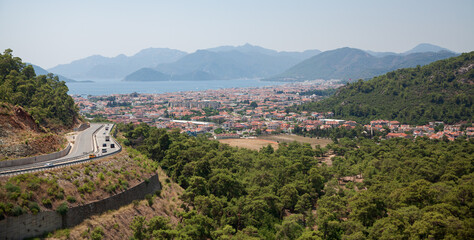 Fototapeta na wymiar Landscape view over Marmaris resort town in Turkey. 