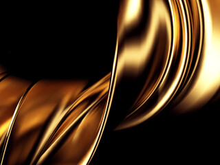 Golden abstract wavy liquid background