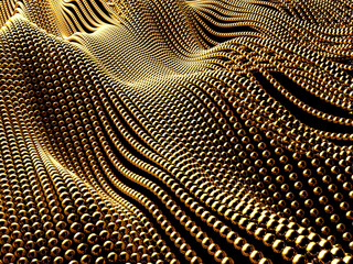 Golden abstract wavy liquid background