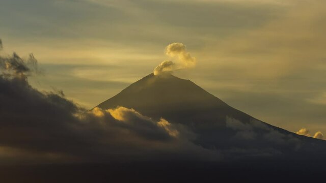sunset time lapse in popocatepetl volcano , active volcano in puebla mexico