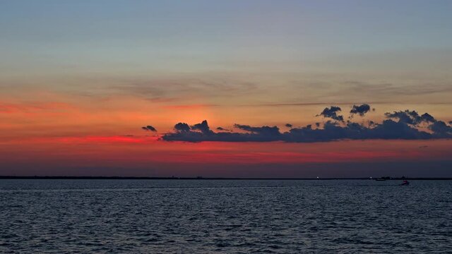 Panorama of beautiful at coast colors clouds, horizon sunset on the ocean.