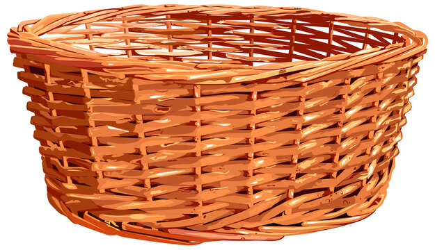 Empty wicker straw basket for bread or flowers