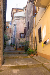 A quiet residential street in the historic medieval village of Montalcino in Siena  province, Tuscany, Italy
