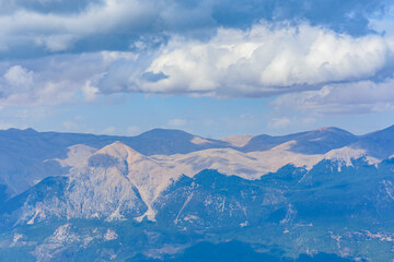 Fototapeta na wymiar View on Taurus mountains from the summit of Tahtali mountain