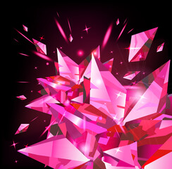 Beautiful abstract background made of pink crystals. Vector design.