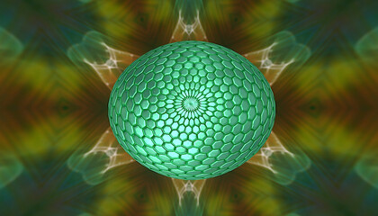 Abstract texture background with a green sphere.