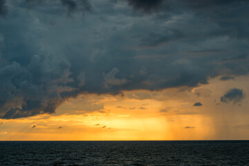 Beautiful orange sunset on the sea landscape