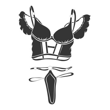 Lingerie. Sexy outfit. Casual sleepwear. Freehand flat drawing. Can be used as a template in design and collage.