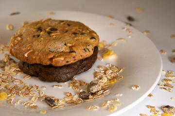 beautiful background of almond chocolate cookie