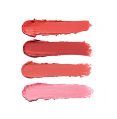 Different lipstick swatches isolated on white	