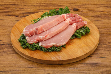 Raw pork steak for cooking