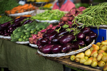 Selection of vegetables from the farmer's market in Mauritius. The Indian national market