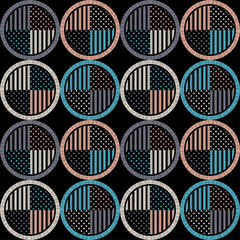 Polka dots seamless pattern. Mosaic of ethnic figures. Patterned texture. Geometric background. Vector illustration for web design or print.