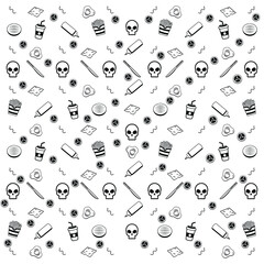 Burger Wrap, Skull pattern background in flat designs
