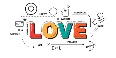 Design Concept Of Word LOVE Website Banner.