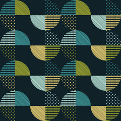 Polka dots seamless pattern. Mosaic of ethnic figures. Patterned texture. Geometric background. Vector illustration for web design or print.