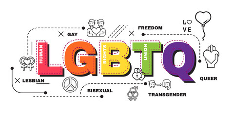 Design Concept Of Word LGBTQ Website Banner.