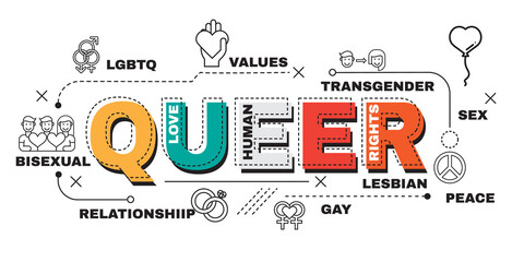 Design Concept Of Word QUEER Website Banner