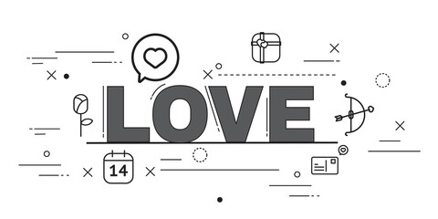 Design Concept Of Word LOVE Website Banner.
