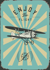 Vintage plane, wall art, rpint, blue color