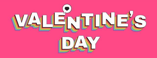 Design Concept Of Word VALENTINE'S DAY On Pink Background.